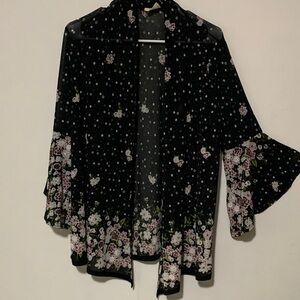 Ember Floral Black Kimono Cardigan
